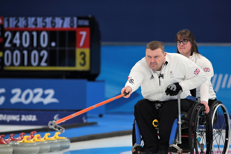 BritishCurling's tweet photo. Great win for @ParalympicsGB's wheelchair curlers - defeating USA 10-6 with a powerful finish in the Ice Cube @Beijing2022 
📸ParalympicsGB
#curling #Beijing2022Winterparalympics #cheerfromoverhere https://t.co/b0MVvk0xWj