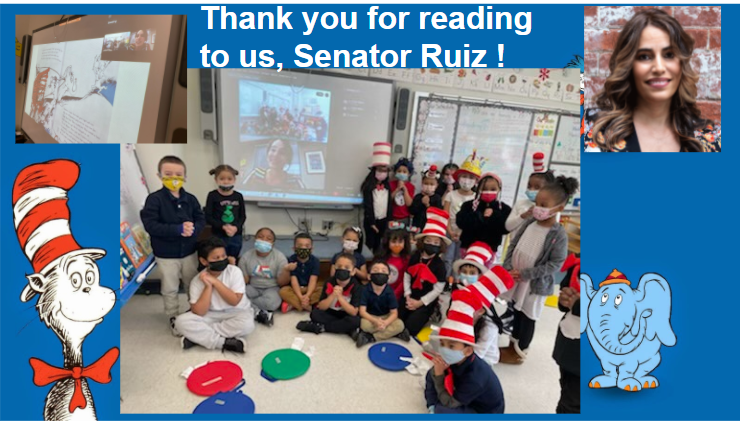 nps_parkelem's tweet photo. Park Panthers got a special guest reader for Read Across America. Thank you for reading to us, Senator Ruiz !  @CityofNewarkNJ  @SenMTeresaRuiz  @nps_parkelem @CityofNewarkNJ https://t.co/uzuc2Zu6nJ