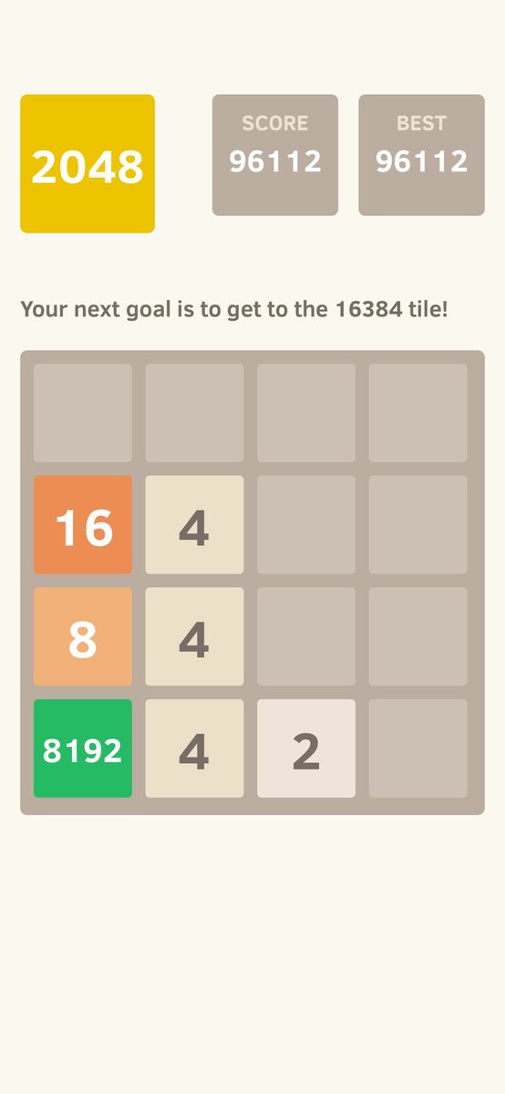 I got to the 8192 tile! <a href="/2048_game/">2048</a> itunes.apple.com/app/2048/id840… it only took me 4 years