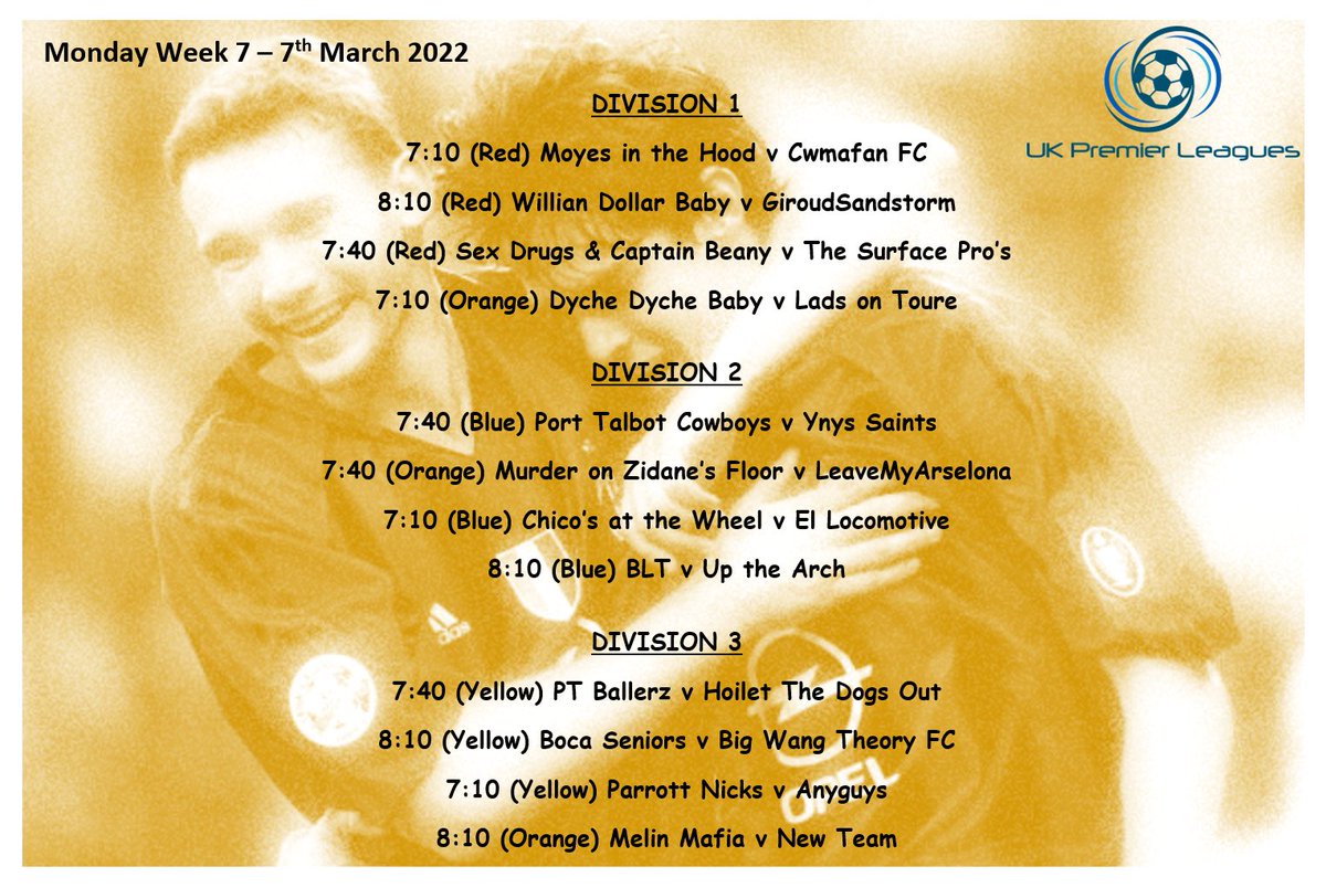 ukpremleagues's tweet photo. ⚽️ Monday Week 7 Fixtures ⚽️
Monday 7th March 2020
https://t.co/mJ6TTlwzoB https://t.co/OxQySUrapv