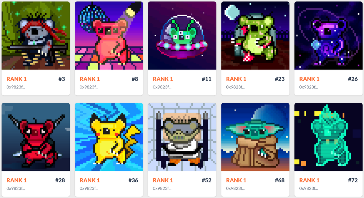 bloodshedbears's tweet photo. 10 x 1/1 #Gen0 #BloodshedBears still remain in the community wallet... All of these will end up in the hands of our beloved holders soon.

Which one of these masterpieces would you be most proud to own?

#Rambo #Disco #Alien #Zombie #Cosmo #Deadpool #Pikachu #Psycho #Yoda #Glitch https://t.co/lk9214ymbg
