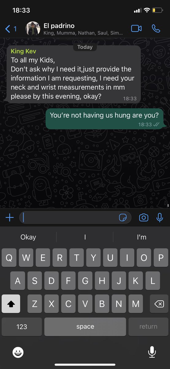 bellamifflin's tweet photo. Kev at it again with the dramatic requests in the family group chat https://t.co/lKrDyC0Qgh
