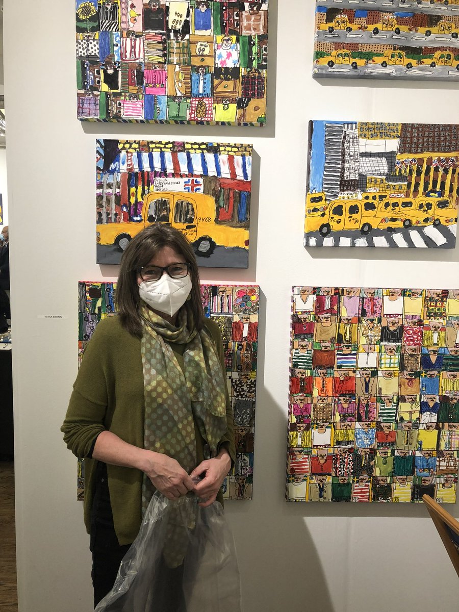 ShieldInstitute's tweet photo. susanbrown with #chaseferguson and #simonejohnson her dashing brother Marshall and her fans/buyers at #outsiderartfair https://t.co/dp589w0RjP