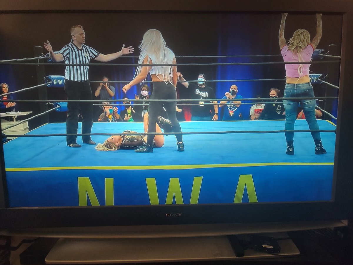 tall_ny's tweet photo. NWA USA...Valentine DQ'd vs Markova in wrestling debut when Kamille speared Markova,Kamille DQ'd vs Markova when Paige took down Markova,co director Madusa suspending Paige,Aries over Morton #nwausa #mayvalentine #kamille #kenziepaige #madusa #timstorm #austinaries #rickymorton https://t.co/jtXNX7Usvx