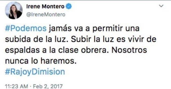 alextobillas's tweet photo. @IreneMontero A qué hora es la rueda de prensa en la que comunicas tu dimisión? #IreneDimisión https://t.co/iHKkOuUfXg
