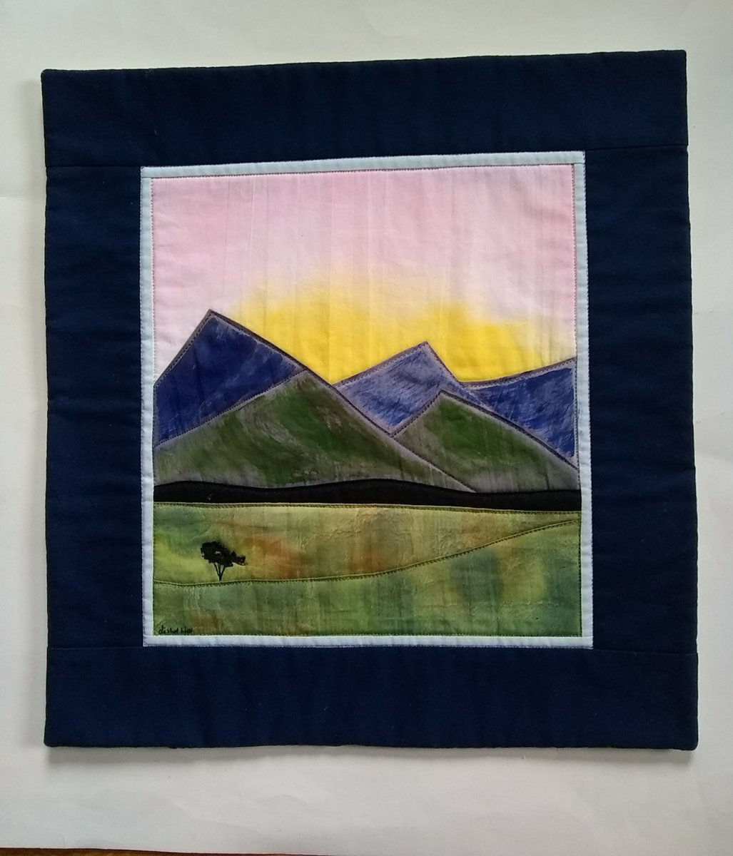 Excited to share the latest addition to my #etsy shop: Hand painted fabric, Blue Ridge Mountains Sunrise wall Art Quilt, wall hanging, landscape scene quilt etsy.me/3hEk619 #artquilt #hanpaintedfabric #cottonfabric #homedecor #modernwallquilt #landscapequilt #t