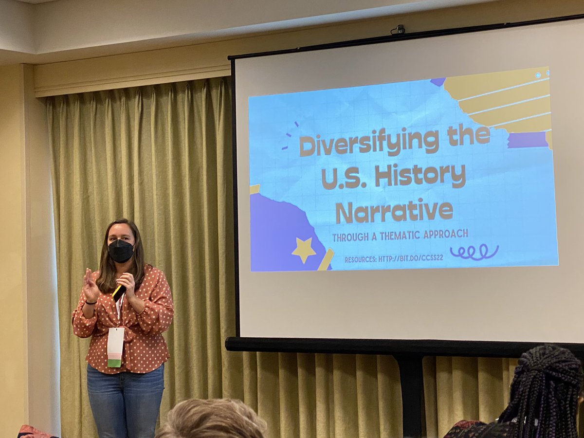 HistoryFrog's tweet photo. This was an AMAZING 🔥 session w Anne Olson! So much good stuff!!
👉🏻Are we giving everyone the opportunity to see themselves look good? @CAsocialstudies #CCSS2022 @WhitneyOlson62 @NHDCA @LucyKirchh https://t.co/K2XY59RqiI
