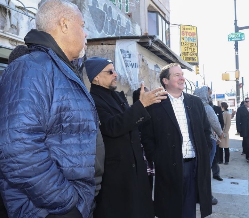 SenatorHughes's tweet photo. Invited PA Sec of Econ Dev to tour #52ndSt. @SenTonyWilliams & Della Clarke of the @PhilaTEC joined us. Launching my #ReinvestToRevitalize program & this was our first stop! @PADCEDnews @PaSenateDems @WestPhillyLocal @thesherylralph https://t.co/2JonrsfTD8