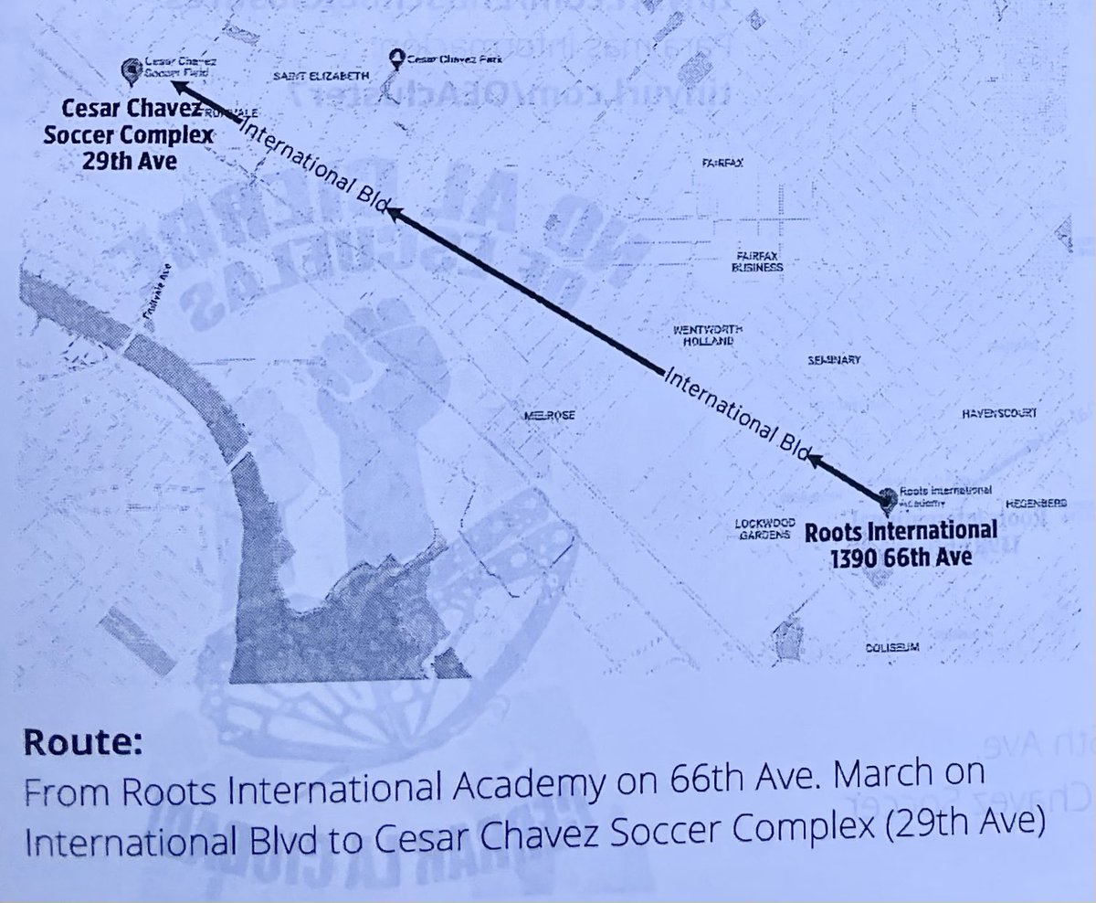 Route map for today’s march! Come join us as we show up for Black &amp; Brown schools in Oakland. #Asians4BlackLives #ShutDownTheTown #NoCutsNoClosures
