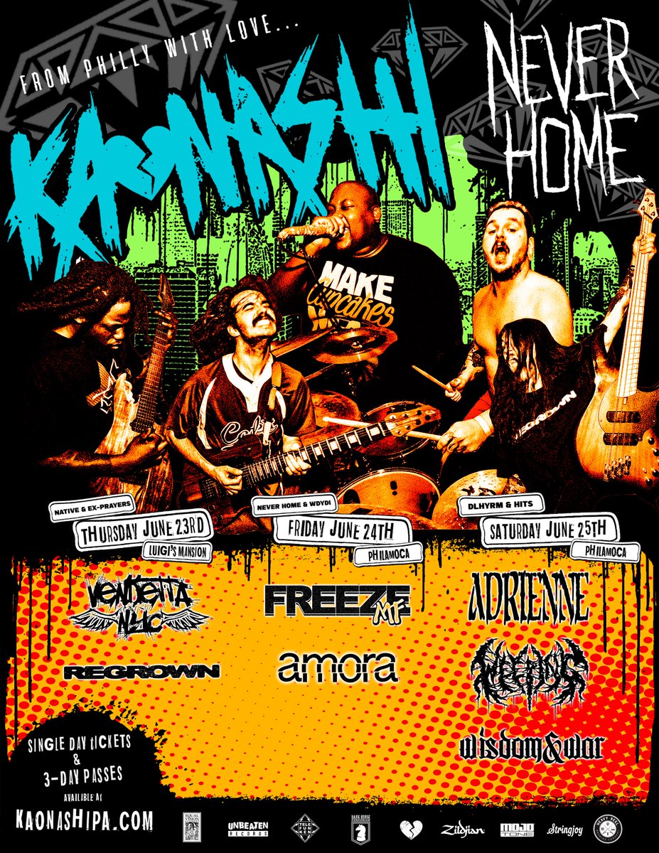 🚨PHILADELPHIA🚨 It is with much love and excitement in our hearts that we are proud to announce NEVER HOME!! Three days of Kaonashi and friends in Philly with different records spanning our discography played EVERY NIGHT! 3-day passes are available now at kaonashipa.com