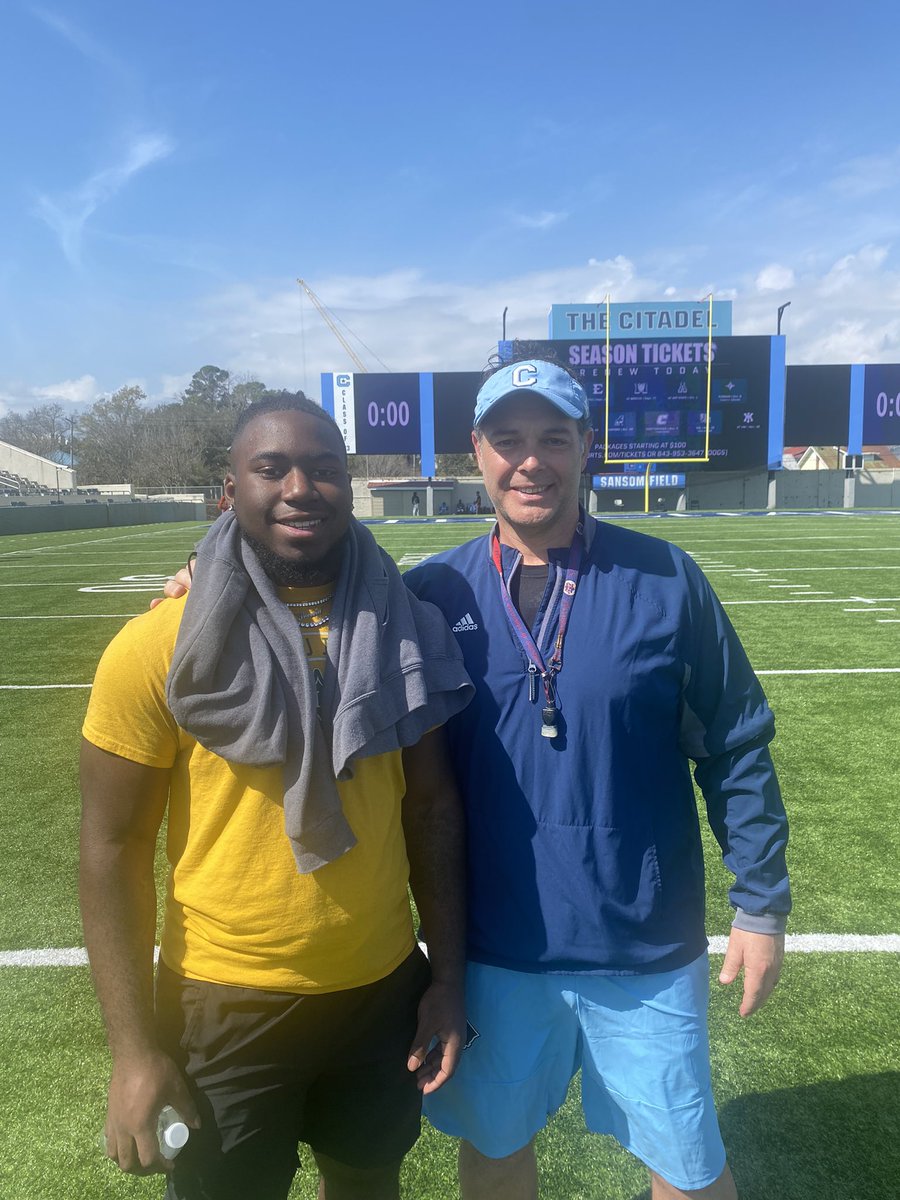 DardenGemire's tweet photo. Had a awesome day at @CitadelFootball spring game today thanks to @CoachRboyd !!! @Joe_Call_21 @lee_ttaylor @LDHSraider55 @TheCooper33 @ldhsRaiderFB https://t.co/4tGbVcg7rx