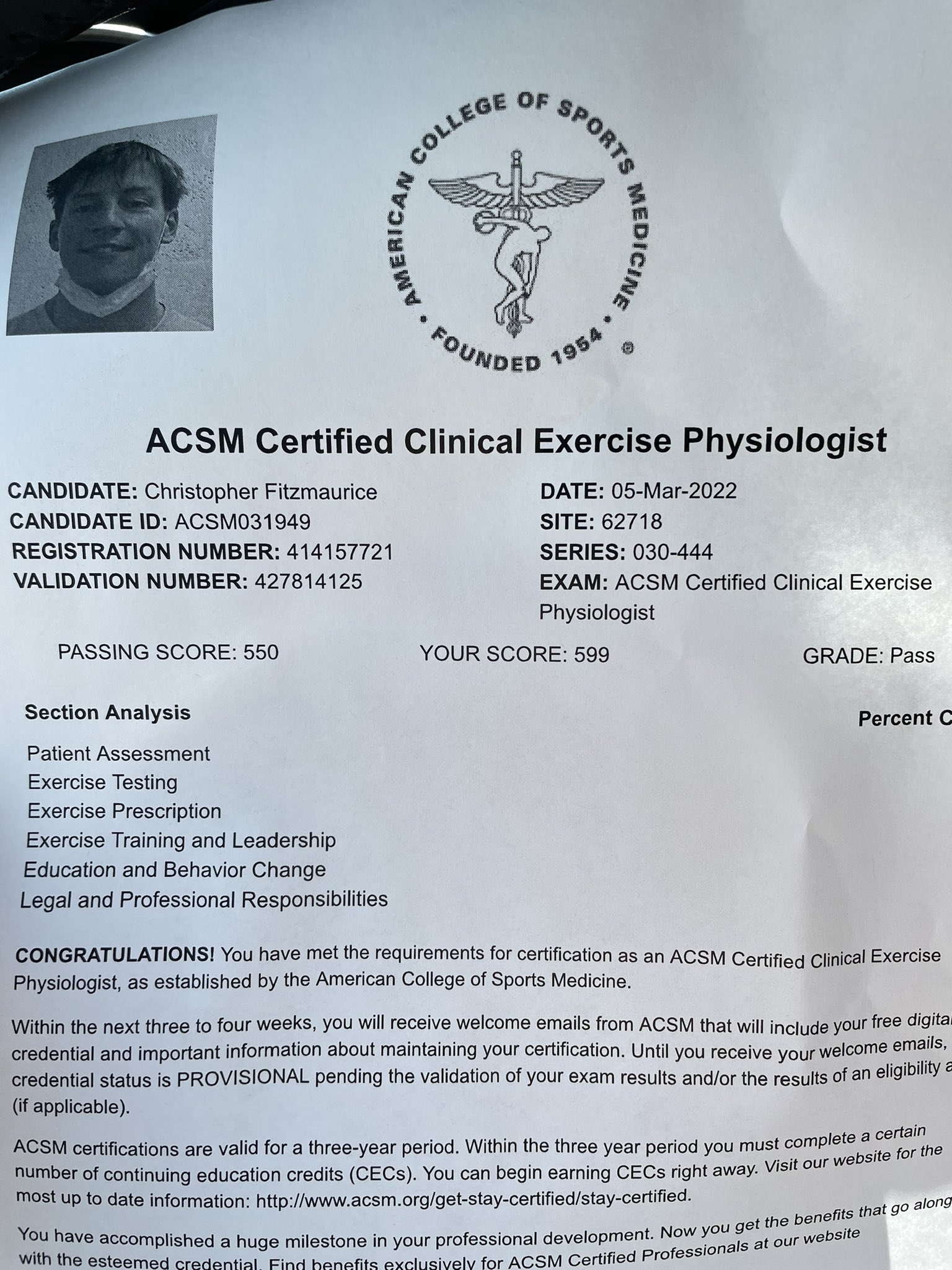 Acsm certification sale