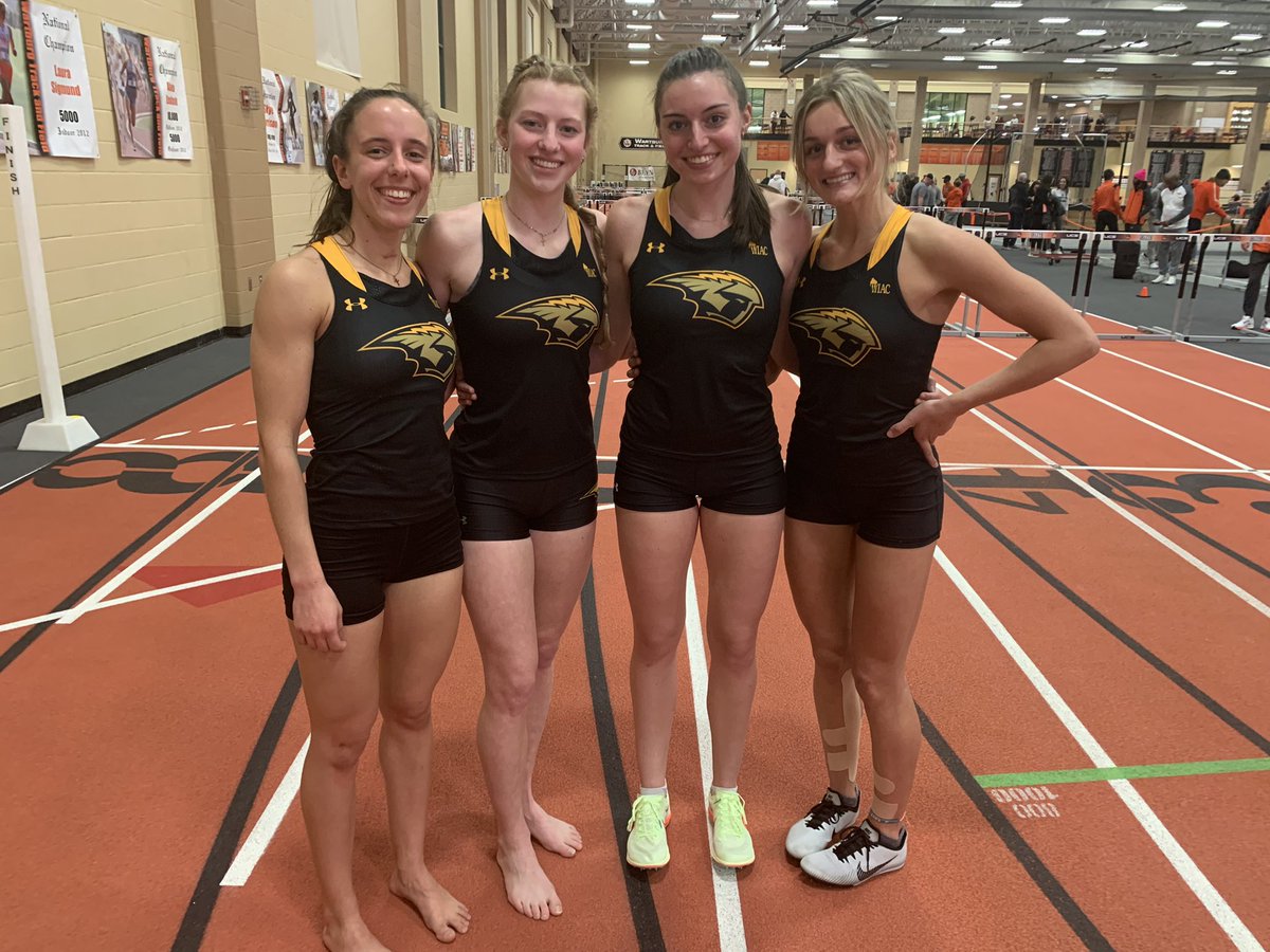 UWOTF_CC's tweet photo. Hannah Lohrenz, Libby Geisness, Cyna Madigan, and Zanzie Demco joined forces to run the 2nd fastest flat track time (3rd any surface) in school history!  Their 11:42.03 is currently second in the country!  Congrats, Titans! #speedyandtough https://t.co/9pfCXhGM9J