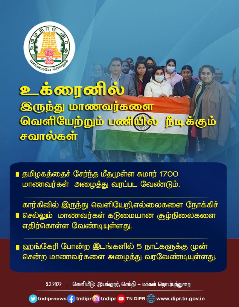 TNDIPRNEWS's tweet photo. #CMMKSTALIN | #TNDIPR | 
#TNStudentsInUkraine |
@CMOTamilnadu @mkstalin
 @mp_saminathan @jeyaseelan_vp https://t.co/V1M0Oqh9ol