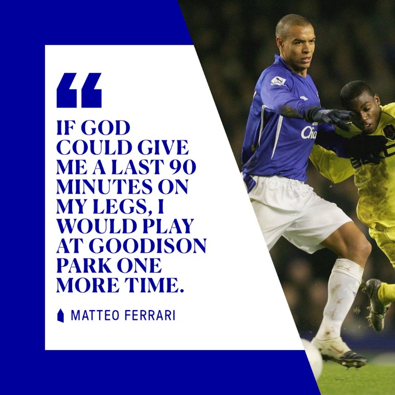 Everton's tweet photo. 💙 Unconditional love for Evertonians
⚽️ Goodison regrets
💪 Overcoming grief and setbacks

Matteo Ferrari opens up on his time at Everton and much more! 👇