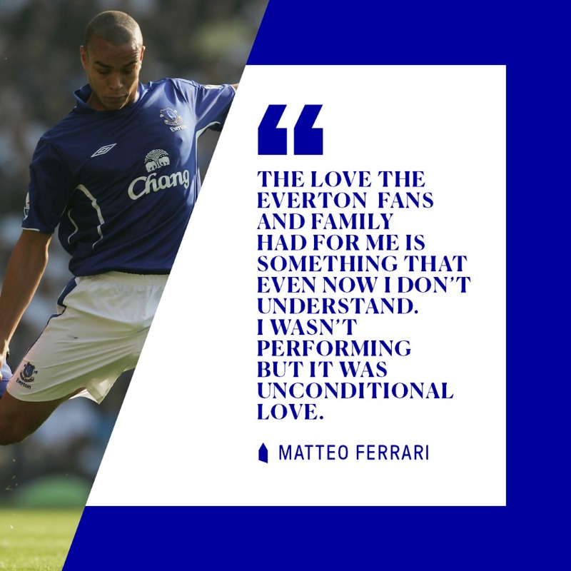 Everton's tweet photo. 💙 Unconditional love for Evertonians
⚽️ Goodison regrets
💪 Overcoming grief and setbacks

Matteo Ferrari opens up on his time at Everton and much more! 👇
