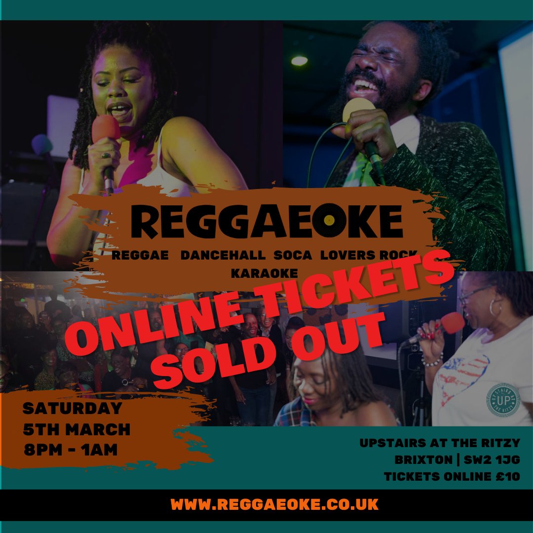 Reggaeoke's tweet photo. TONIGHT @UpstairsRitzy 
Limited tickets on the door £12
Doors open 8pm
Karaoke 9pm
After party 11pm - 1am!
❤️💛💚 https://t.co/6DRJdEIVer