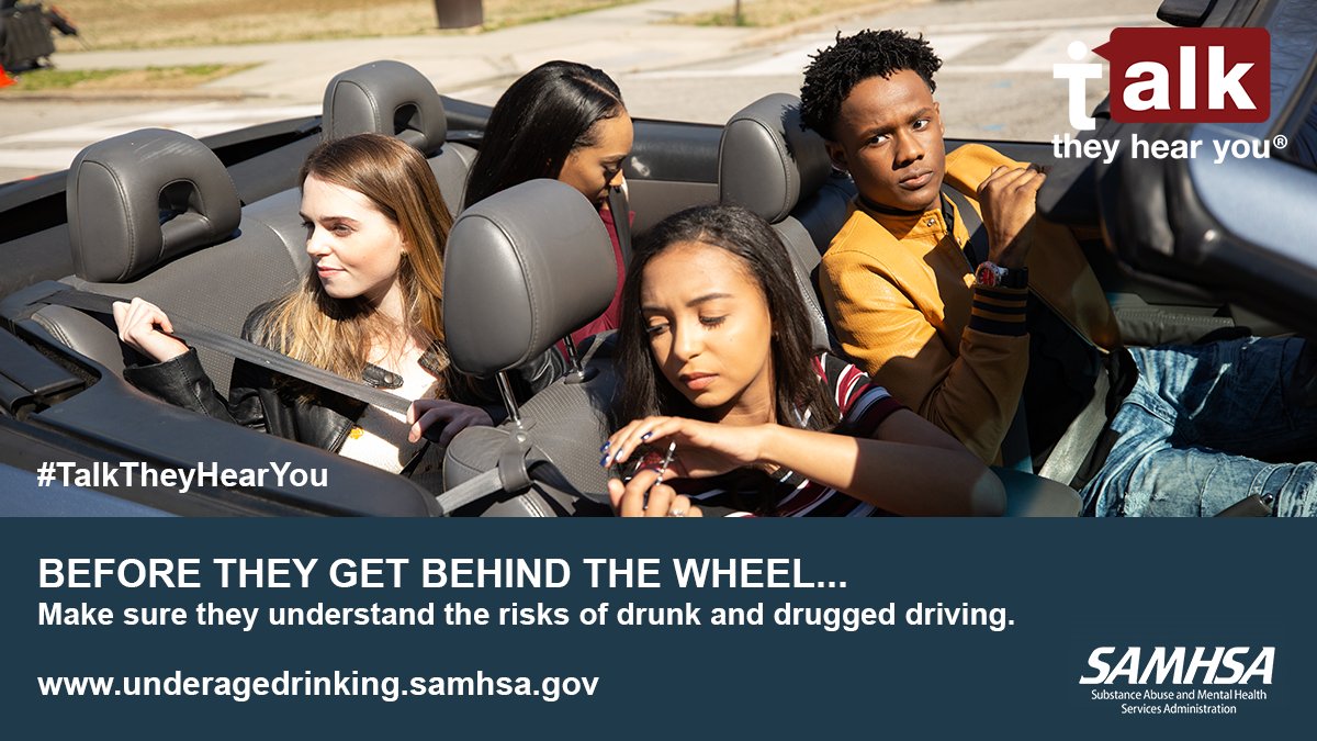 samhsagov's tweet image. If your kids are getting behind the wheel this spring 🌼 break, be sure to talk with them about the dangers of impaired driving 🚗. Check out conversation resources from #TalkTheyHearYou. fal.cn/3mHbv