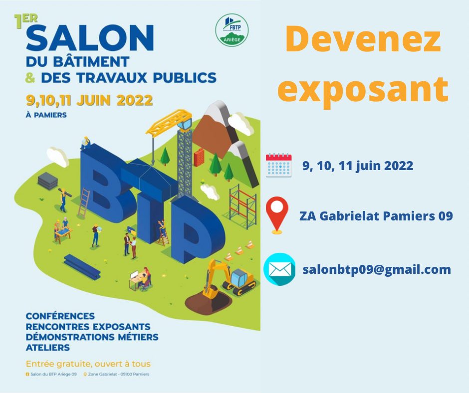 FBTPAriege's tweet photo. #salonbtpariege2022 #exposantmateriaux #exposantmateriel #Ariège #BTP #pamiers #Recrutement #numerique https://t.co/VVqiWtq5b5