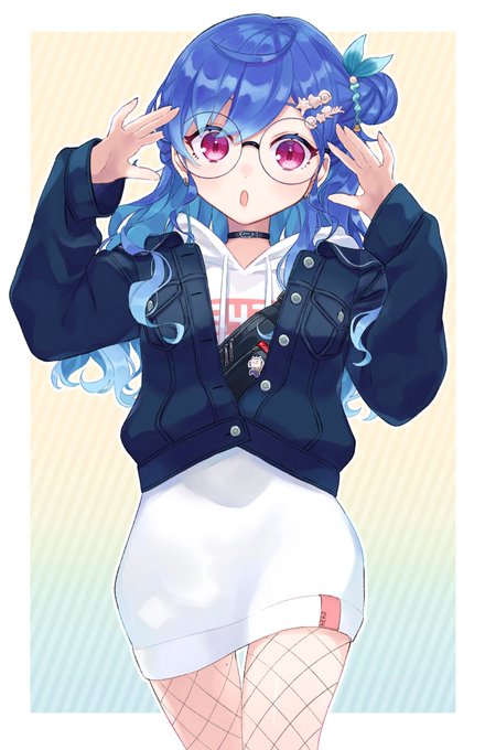 「blue hair denim jacket」 illustration images(Latest)