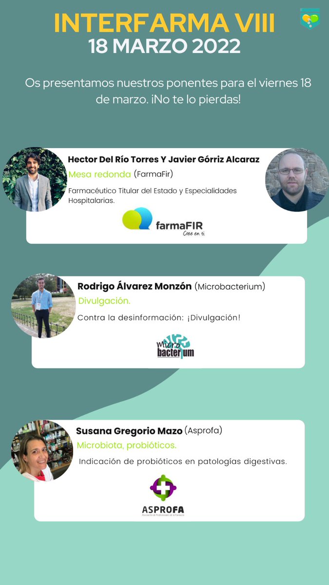 interfarmabcn's tweet photo. Tercer día:
18 de marzo
- Mesa redonda por parte de @farmaFIR
- Divulgación por parte de @microbacterium_ 
- Ponencia por parte de @asprofa https://t.co/AXmdNDS62E
