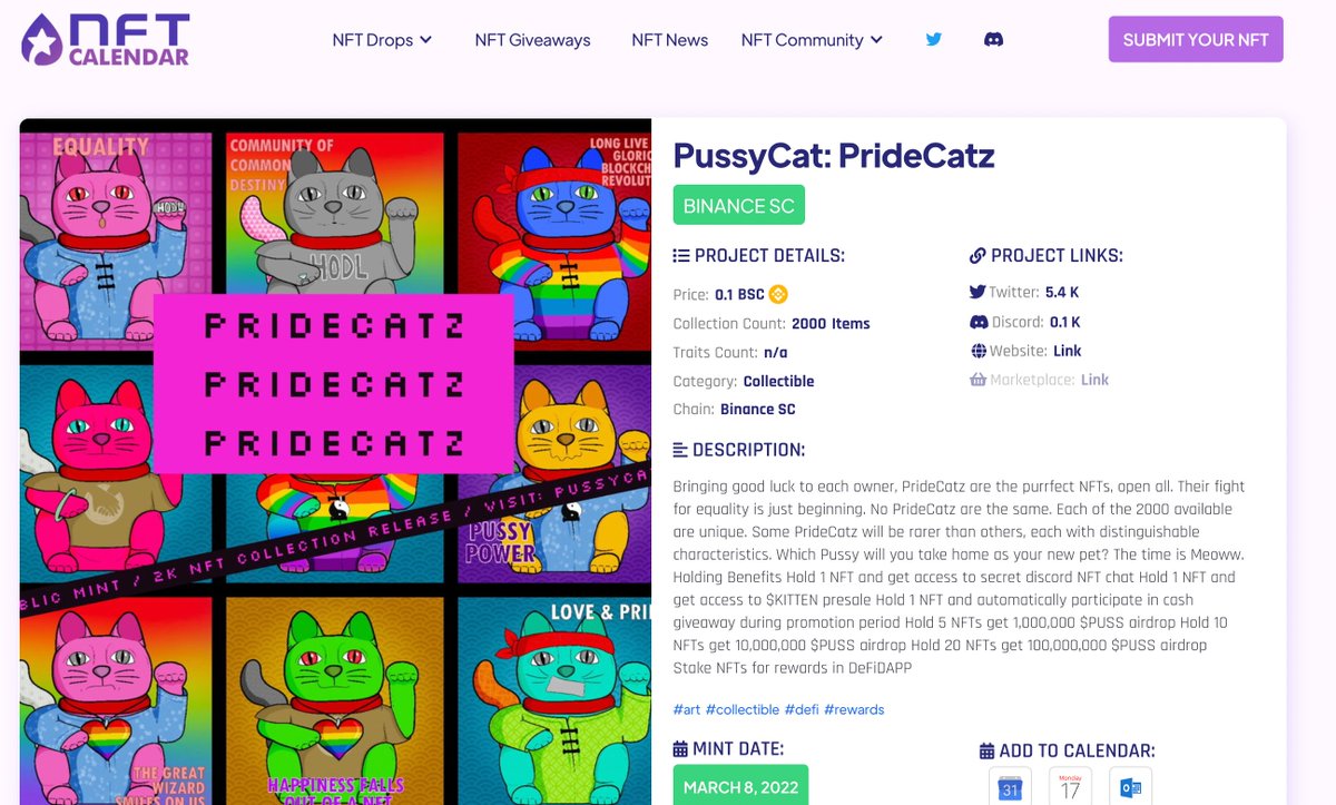 cryptopussydoc's tweet image. Thank you 
@NftDropsCal for the shout out! 
3 dayz until #PrideCatz leap into action.
LEZGOOO.