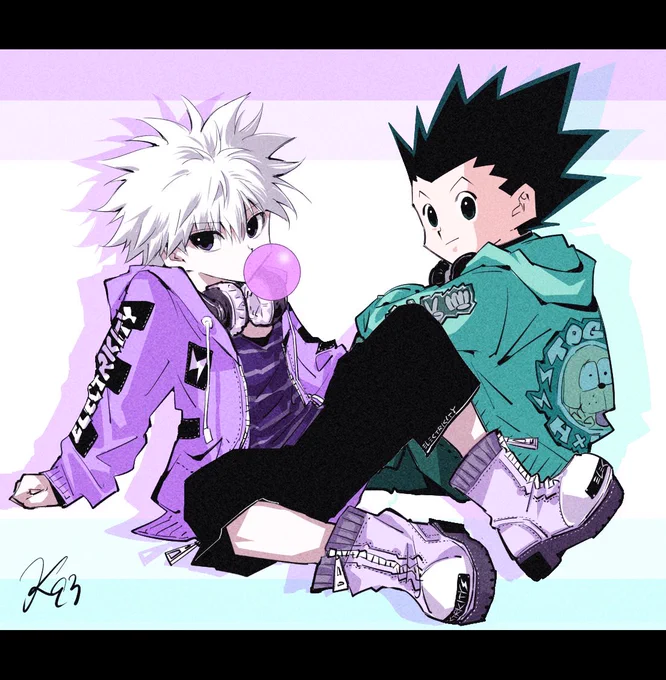 ゴンとキルア🎧 #hxh #hxhfanart 