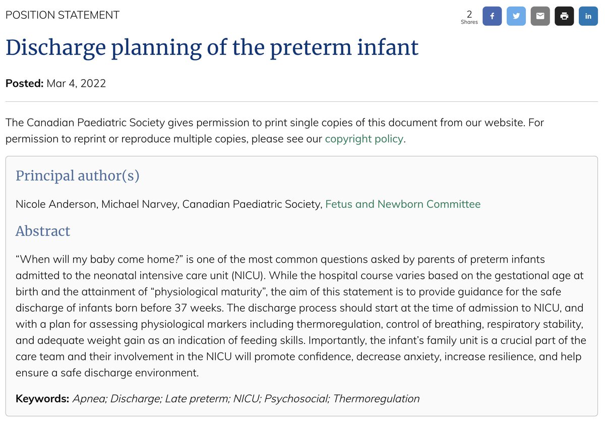 NICU_Musings's tweet photo. Brand new statement from the @CanPaedSociety ‼️
Discharge planning of the preterm infant.
What do you think of our checklist?
#neoTwitter 
https://t.co/foYcGLMASq https://t.co/NZwXN3eiPZ