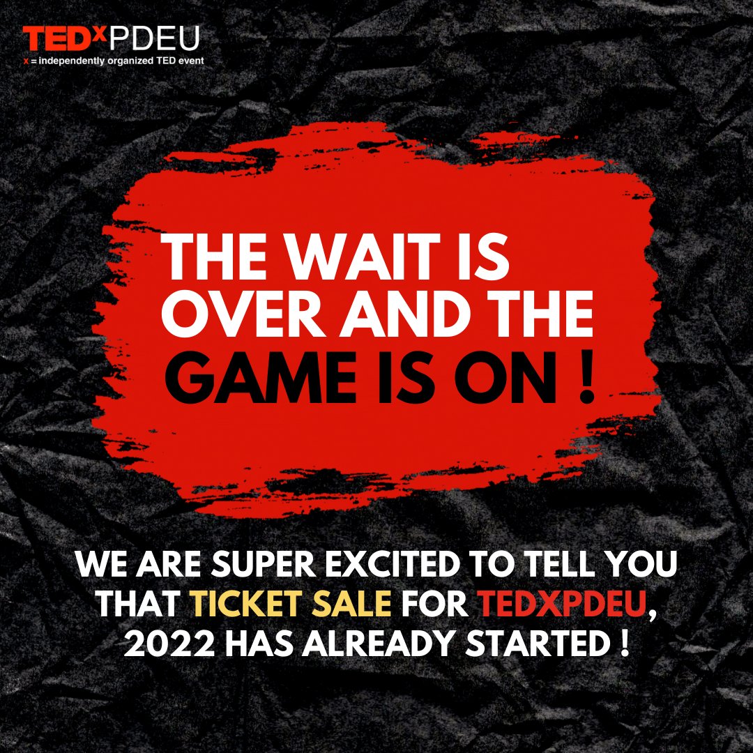 tedxpdeu's tweet photo. We are super excited to open up the registrations for TEDxPDEU, 2022!
Get your ticket at a discounted price NOW!
Payment link in our bio
#tedxpdeu #chartingtheuncharted https://t.co/2meUCSXu6K