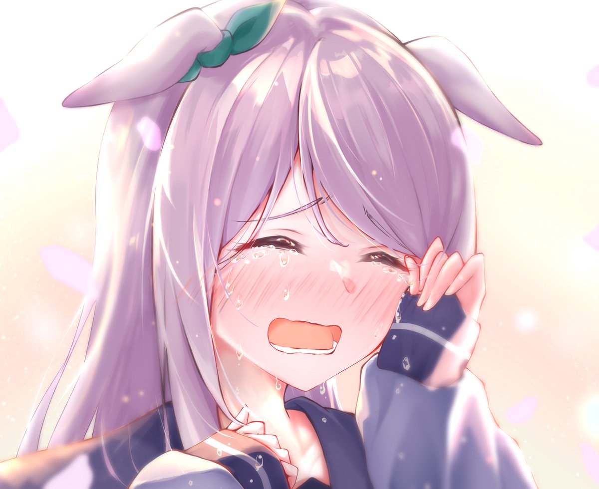 mejiro mcqueen (umamusume) 1girl animal ears horse ears solo long hair crying purple hair  illustration images