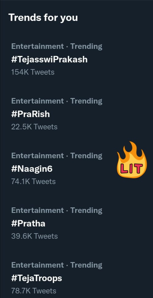uff_uff_mirchii's tweet photo. Kaun kheta hai #BB15 winner ka craze khatam hogya ๐ฅต
#TejaTroops MV is not that imp focus on her solo Projects and see the hype and craze ๐ฅโจ
All tags trending together ๐ฅ๐ฅ
#TejasswiPrakash|| #TejaTroops||
#Naagin6 ||#PraRish|| #TejSim https://t.co/EtZKHd6Epz