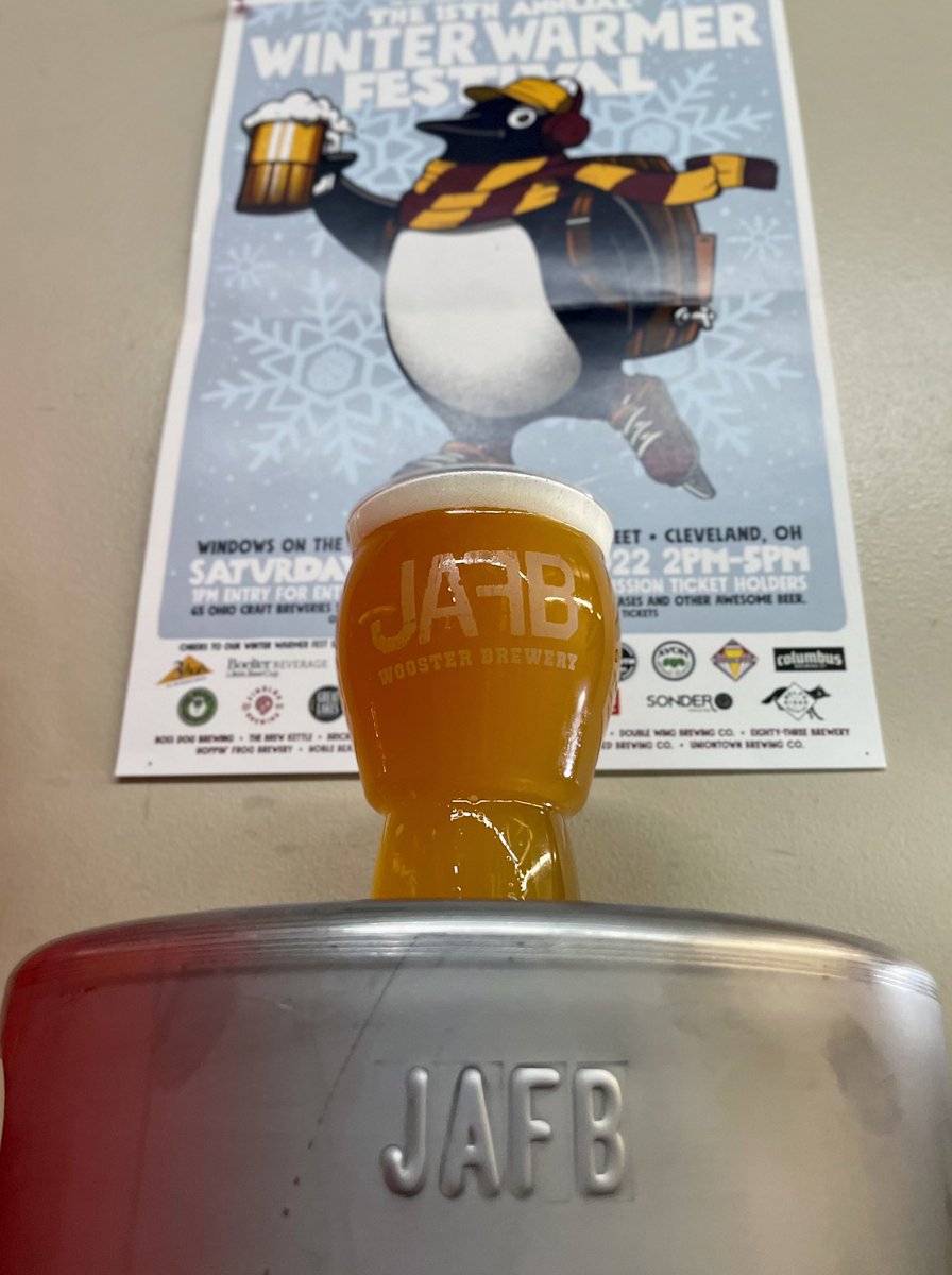 JAFBbeer's tweet photo. ❄️ Warm day for a Winter Warmer ❄️
We can’t wait to see everyone out at Winter Warmer Festival in Cleveland today! Come over and try one of our 4 delicious brews:
🥇 Hefeweizen
🥈 JAF IPA
🌰 Buckeye Imperial Stout
🔥 Third Degree Burner Triple NEIPA
#JAFB #clevelandcraftbeer https://t.co/g2CYkZtgCJ