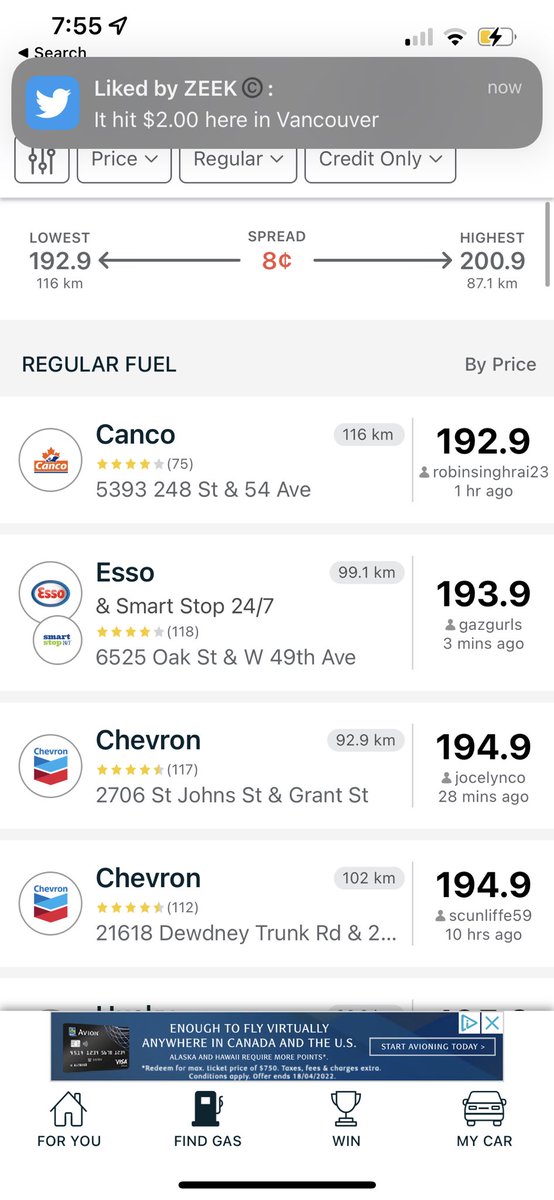 MJMardin's tweet photo. @Zeek_Ches Just now on my gas finder app https://t.co/PnXon6UBre