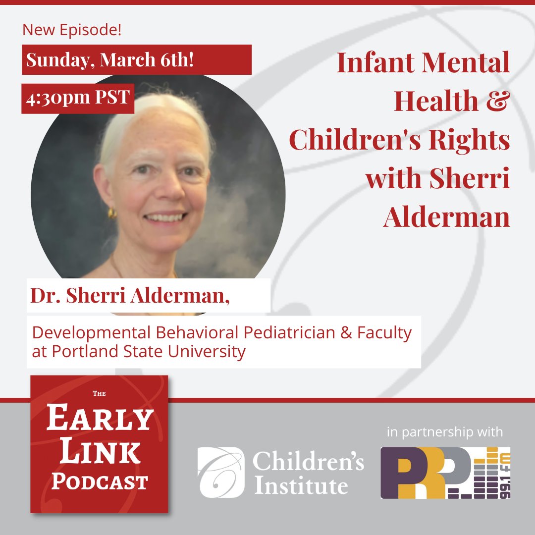 Childinst's tweet photo. Tune in for an all new episode of the #EarlyLinkPod this Sunday at 4:30pm on 99.1FM or streaming at https://t.co/xx8Zl772WF. This week, we’re welcoming Dr. Sherri Alderman to the show for a conversation about infant mental health and children’s rights. https://t.co/SZazr9rJcZ