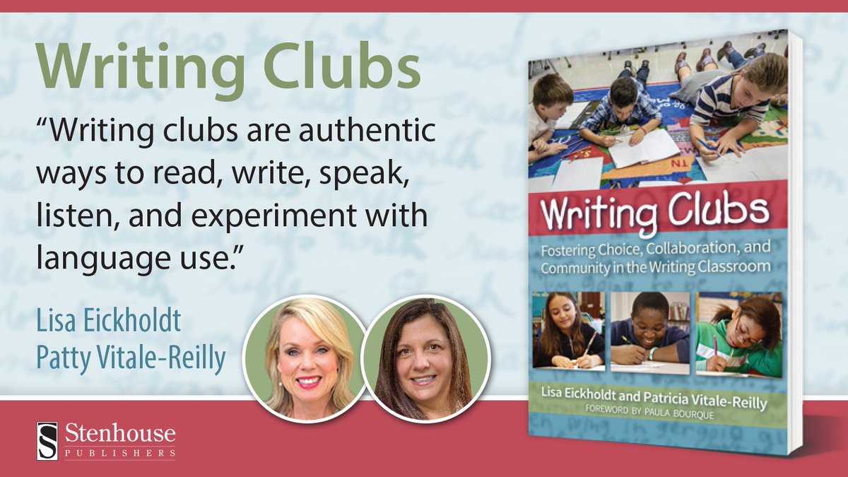 stenhousepub's tweet photo. Help students take ownership of their writing. @LisaEickholdt and @PattyvReilly show how students can choose what they write, navigate the writing process, and make decisions on how to impact the world with their words.
#StenhousePubs #WritingClubs
https://t.co/SOZlJ5MmM3 https://t.co/zfraJVTiRY