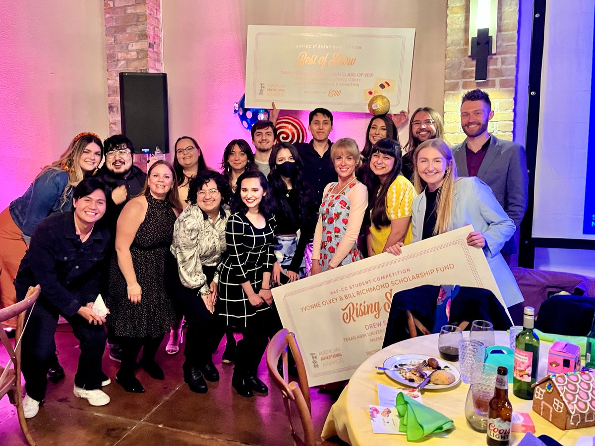 IslandCampus's tweet photo. Congrats to the TAMU-CC Department of Art + Design🎉 

Islander graphic design students swept the student competition, taking home awards  at all levels – gold, silver, and bronze – at the Corpus Christi competition of the American Advertising Awards! #TAMUCC https://t.co/sby93eJPa4