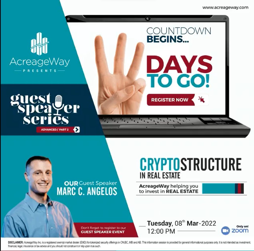 RealShareInc's tweet photo. Marc C. Angelos explains how crypto is incorporated into the real estate market.

Register here

https://t.co/wApyYL1SqJ

#acreageway #realestateinvesting #securitytokens #blockchain #secure #affordable #easytoinvest https://t.co/Y3vk53MQVc