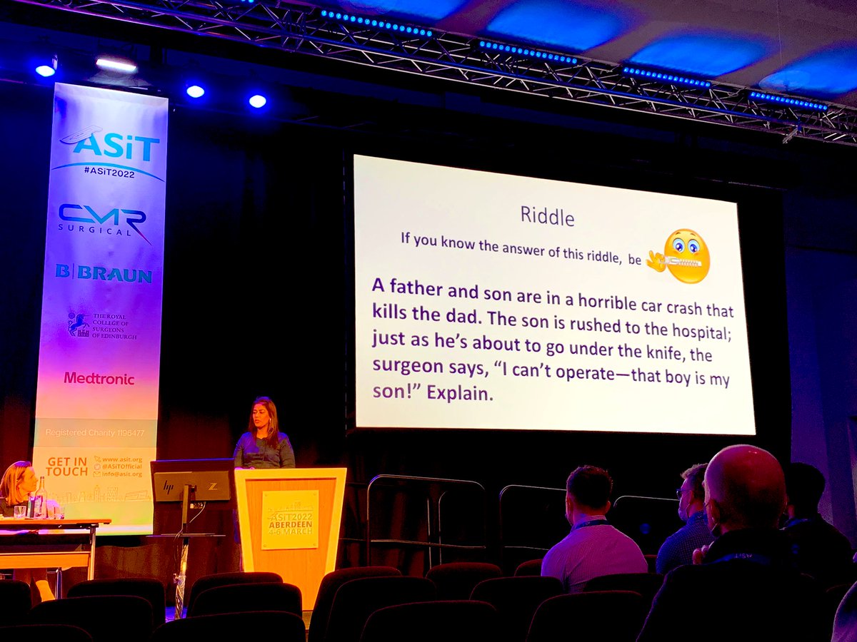 CELovegrove's tweet photo. “Implicit bias”- Manjit Dhillon, @ASiTofficial 2021 Silver Scalpel winner explains how unconscious thinking has evolved in from threat, fear & distrust.
Unconscious thoughts are our blind spots & cause errors of judgement that threaten lives. #ASiT2022 #SurgicalTrainingEvolution https://t.co/kIwTq8kD7R