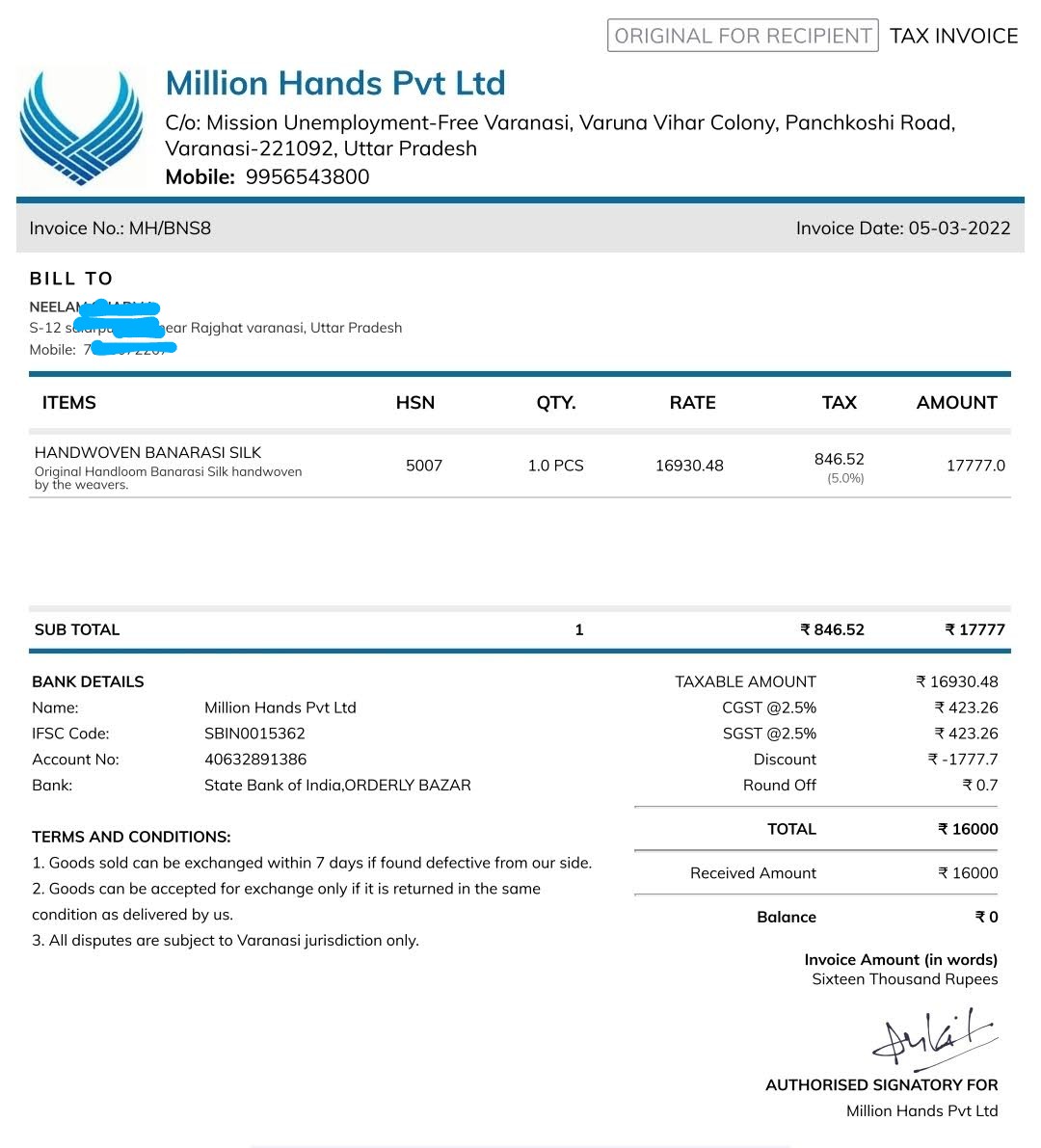 themillionhands's tweet photo. When you buy #saree from #MillionHands, you get a Thank You letter/video from the weaver family who get the money you pay. It's your Proud Moment for bringing happiness to a weaver family without paying anything extra. #WearYourOriginality @PiyushGoyal @ANarayanan24 @ecotattva https://t.co/pbc0dgquTM