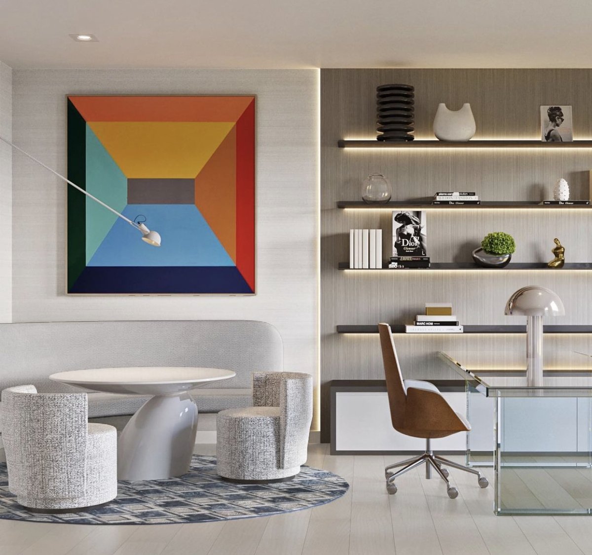 FLHomeShows's tweet image. This home office is curated by Britto Charette, where they bring elegance and luxury into your home. Make your home office feel like a high-rise corner office with luxury touches like open shelves, sleek furniture, and geometric art. #flhomeshows
homeshows.net/partners/britt…