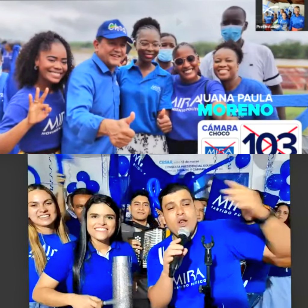 PartidoMIRA's tweet photo. Galería de cierre: Campaña en Plaza Pública Virtual - Chocó, Córdoba y Cesar. 🇨🇴

Nuestros candidatos a Cámara, Senado y Presidencia compartieron sus propuestas con líderes y simpatizantes.

@aydeelizarazoc @Virguez @jupamor @CLAUDETHN @lorenapineda1 https://t.co/HzLpypWnqQ