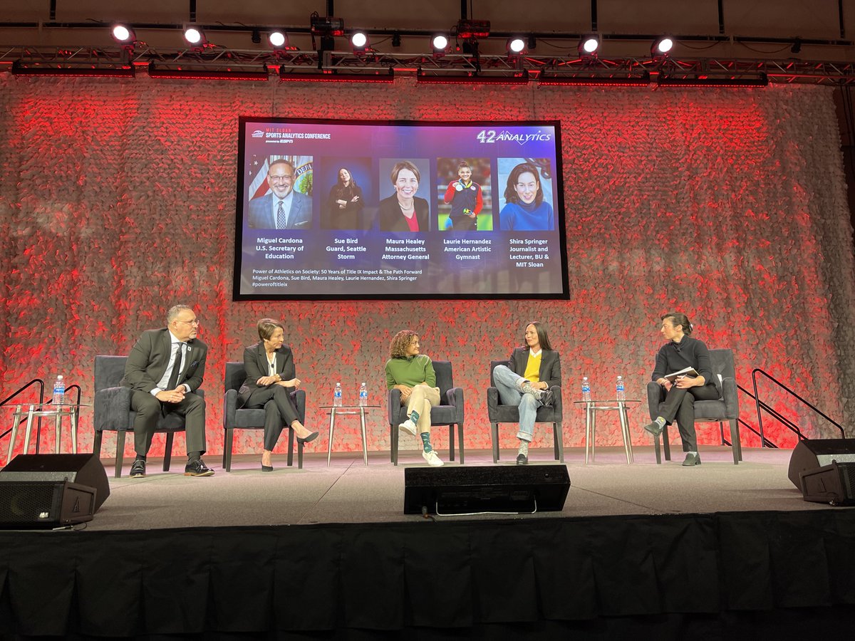 ShiraSpringer's tweet photo. From prep to #SSAC22 panel: Thank you @S10Bird @LaurieHernandez @MassAGO @SecCardona for your time, insights &amp; leadership! Tremendous and tremendously important conversation on the #PowerofTitleIX &amp; value of women’s sports/women athletes that we need to continue. https://t.co/LbYHiDATyQ