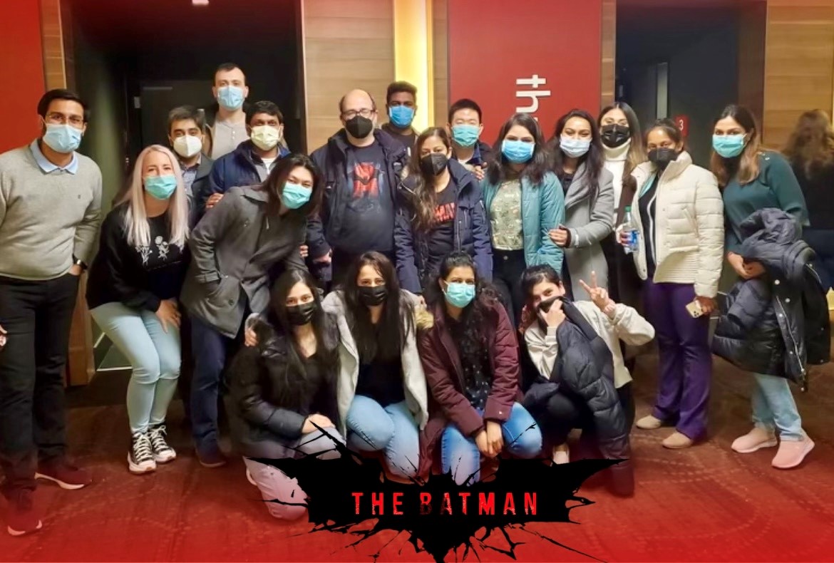 "Gotham loves a comeback story!" We're back together again and had a blast seeing the #Batman premiere! Thank you to Dr. Russell for basically buying out the theater for us!