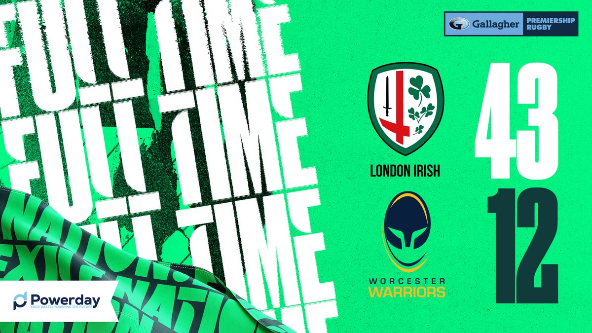 FULL-TIME: ¡Qué actuación de los chicos!

Unbelievable performance from 1-23, the boys were outstanding 💚

👉 43-12 #LIRvWOR