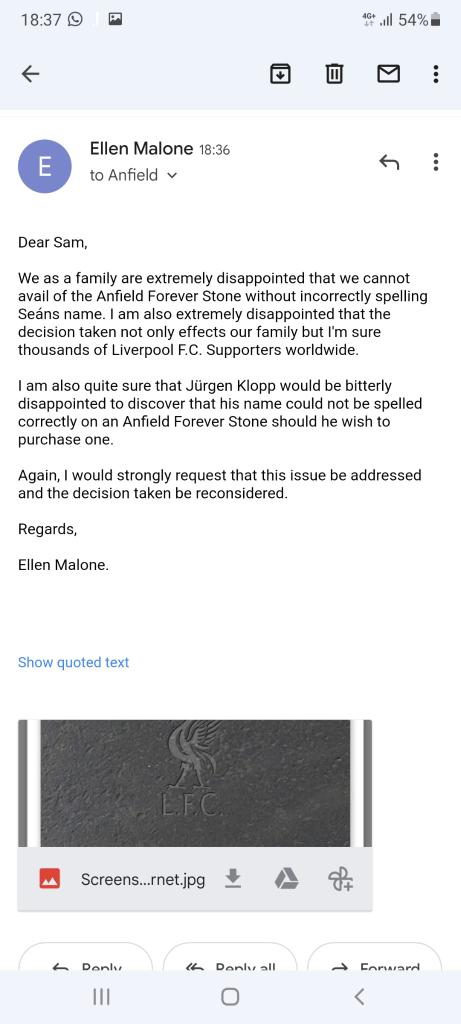 jenniekar's tweet photo. @LFC Trying to order one for our kids on your website but seems you're only catering for the 'English Alphabet'......Not very inclusive from a club with such a worldwide fan base! Hope Jürgen Klopp doesn't want one!👀👀👀 https://t.co/6cHVNF6e4e