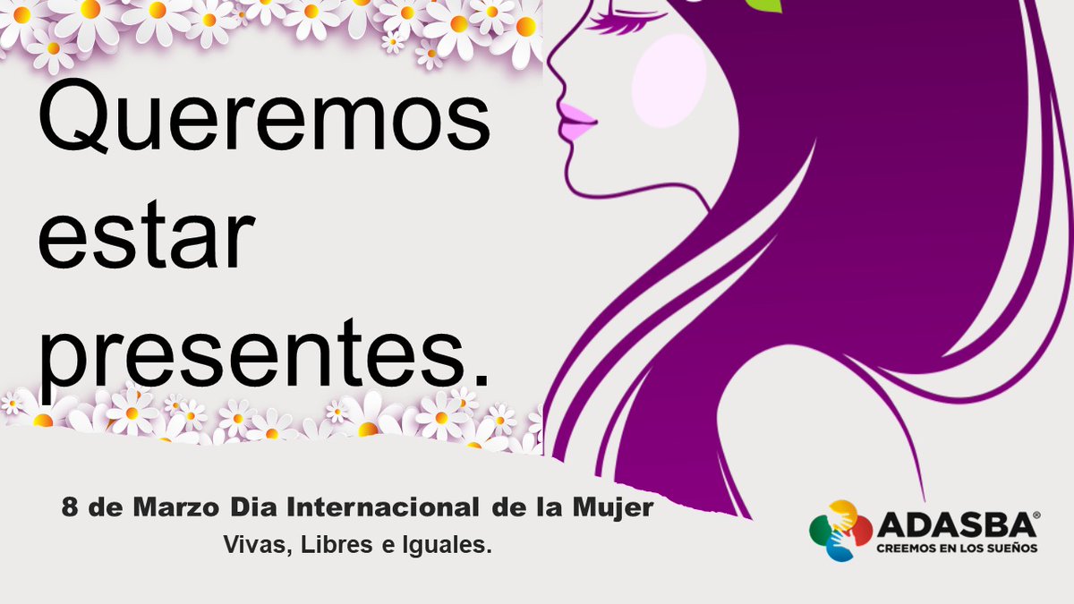ADASBA1's tweet photo. 08 de Marzo
Día Internacional de la Mujer
"Queremos estar presentes"
#ADASBA #ACNUR #UNFPA https://t.co/VaTLaUMeHw