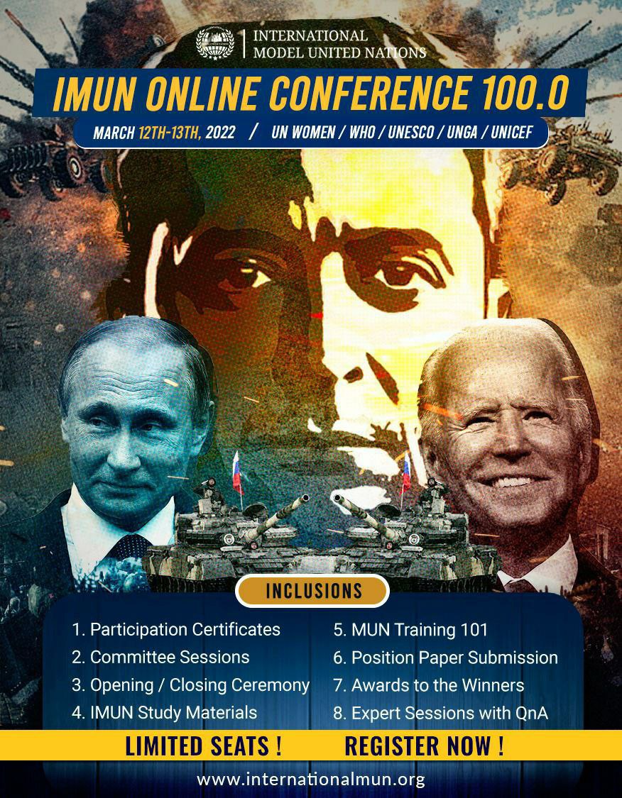 Kshemendra10's tweet photo. At IMUN Online Conference 100.0, we will examine the facts and consider what is at stake for Ukraine, for Russia, for Europe while finding ways to de-escalate tensions between Russia &amp; Ukraine.
Register now for an action-packed IMUN to make a change

USE MY REFFERAL CODE "TG1393" https://t.co/4L88PW13Fy
