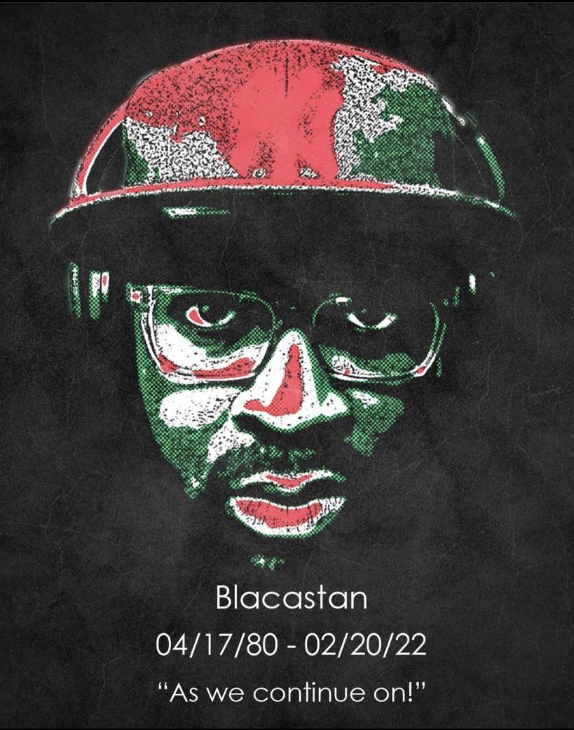 ASHipHop's tweet photo. Rest In Peace to our friend, @Blacastan 

Blacastan always made us feel like part of the family. Whether he was helping us get on out of state shows or just chillin’ with us outside the venue, he inspired us to be better musicians and more importantly better people. https://t.co/tw4wGkhT6k