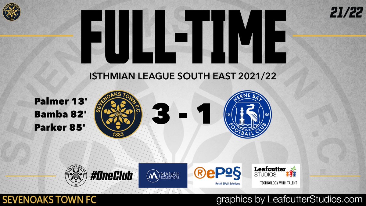 #FullTime vs <a href="/HerneBayFC/">Herne Bay Football Club</a>⚫️🔵⚽️

Sevenoaks Town 3
Herne Bay 1

#Football #NonLeague #SevenoaksTownFC #OneClub #LetsGo #MatchdayGraphics #GameOver #Done sevenoakstownfc.co.uk
