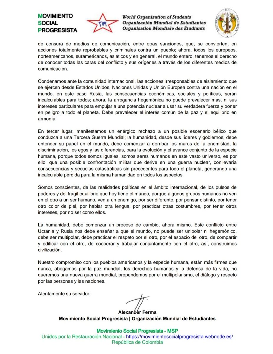 Organización Mundial de Estudiantes tweet media